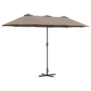 Parasol Ogrodowy Składany Szary z Podstawą Na Taras Balkon 370 x 197 x 239 938992