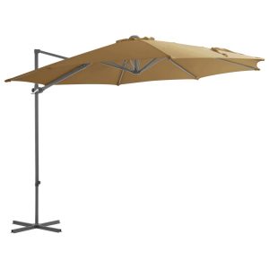 Parasol Ogrodowy Składany Taupe z Podstawą Na Taras Balkon 300 cm 938937 Parasol Ogrodowy Składany Taupe z Podstawą Na Taras Balkon 300 cm 938937