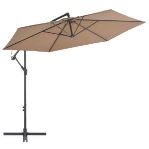 Parasol Ogrodowy Składany Taupe z Podstawą Na Taras Balkon 300 cm 938855