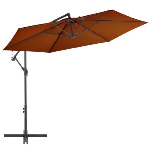 Parasol Ogrodowy Składany Terakota z Podstawą Na Taras Balkon 300 cm 939050 Parasol Ogrodowy Składany Terakota z Podstawą Na Taras Balkon 300 cm 939050