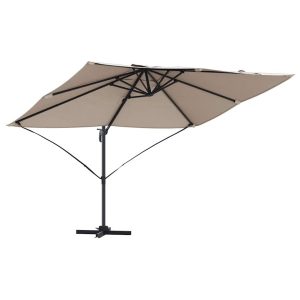 Parasol Ogrodowy Szary Składany z Podstawą Na Taras Ogród 351 x 250 x 260 940691 Parasol Ogrodowy Szary Składany z Podstawą Na Taras Ogród 351 x 250 x 260 940691