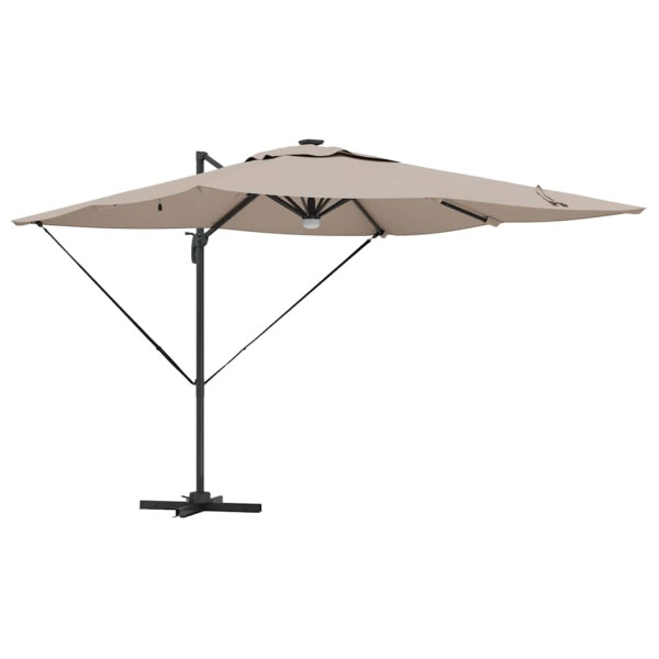 Parasol Ogrodowy Szary Składany z Podstawą Na Taras Ogród LED 286 x 284 940641