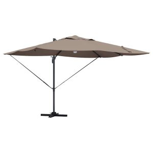 Parasol Ogrodowy Szary Składany z Podstawą Na Taras Ogród LED 351 x 250 952726 Parasol Ogrodowy Szary Składany z Podstawą Na Taras Ogród LED 351 x 250 952726