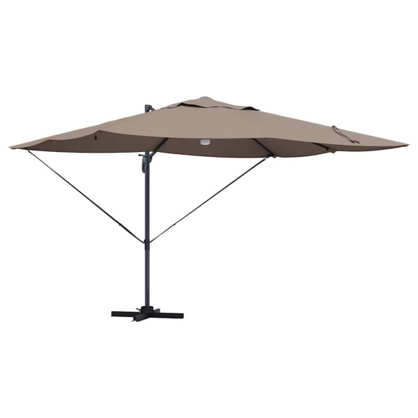 Parasol Ogrodowy Szary Składany z Podstawą Na Taras Ogród LED 351 x 250 952726