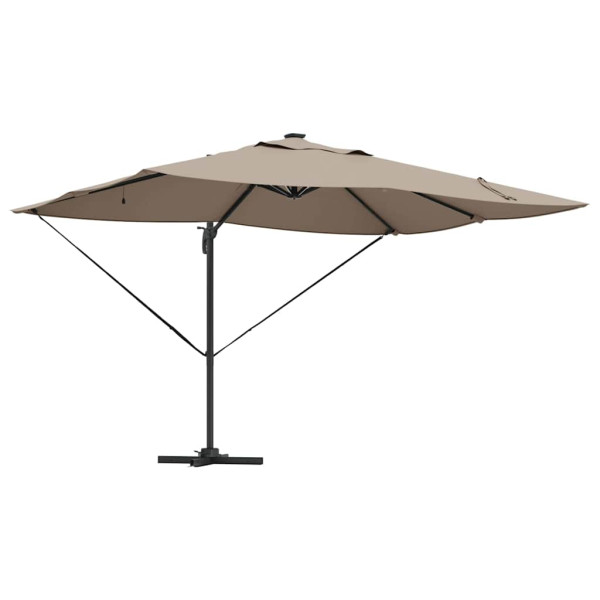 Parasol Ogrodowy Szary Składany z Podstawą Na Taras Ogród LED 352 x 251 941504