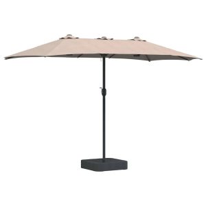 Parasol Ogrodowy Szary z Podstawą Składany Na Taras Balkon Ogród 940685