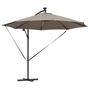 Parasol Ogrodowy Szary z Podstawą Składany z Oświetleniem 294 x 294 x 248 940592