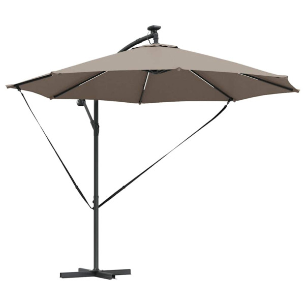 Parasol Ogrodowy Szary z Podstawą Składany z Oświetleniem 294 x 294 x 248 940592