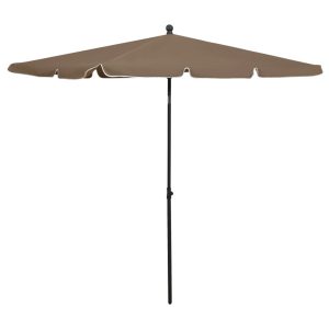 Parasol Ogrodowy Taupe Na Słupku Składany Na Taras Ogród 210×140 cm 945808 Parasol Ogrodowy Taupe Na Słupku Składany Na Taras Ogród 210×140 cm 945808