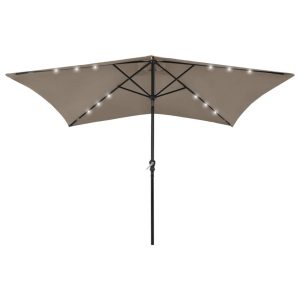 Parasol Ogrodowy Taupe Składany Na Słupku z Oświetleniem 2×3 m 939030 Parasol Ogrodowy Taupe Składany Na Słupku z Oświetleniem 2×3 m 939030