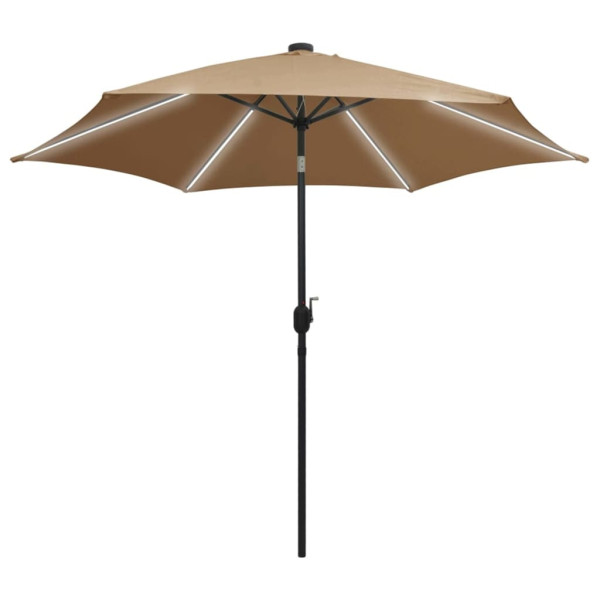 Parasol Ogrodowy Taupe Składany Na Słupku z Oświetleniem 300 cm 939044