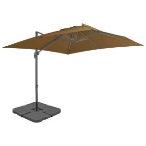 Parasol Ogrodowy Taupe Składany z Podstawą Na Taras Ogród 952729 Parasol Ogrodowy Taupe Składany z Podstawą Na Taras Ogród 952729