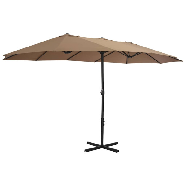 Parasol Ogrodowy Taupe z Podstawą Składany Na Taras Balkon Ogród 460 x 270 941545