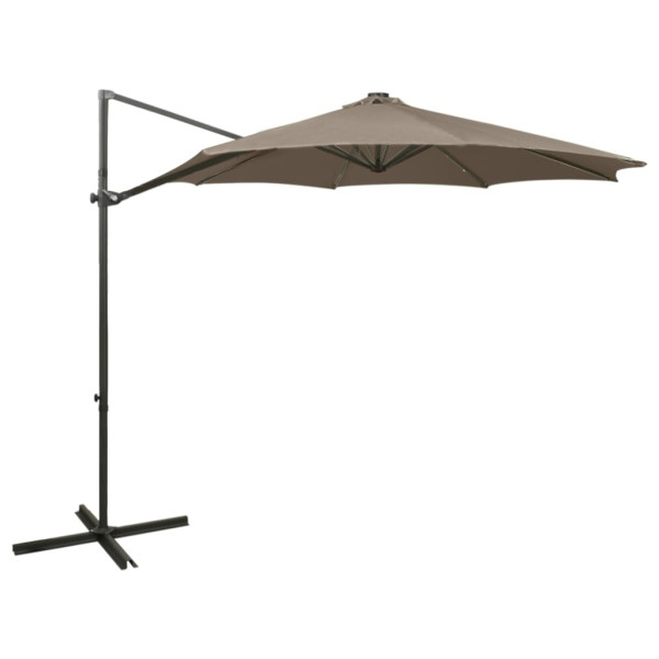 Parasol Ogrodowy Taupe z Podstawą Składany z Oświetleniem 300 cm 940721