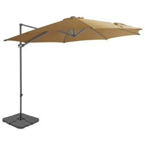 Parasol Ogrodowy Taupe z Podstawą Wiszący Składany Na Taras Ogród Balkon 938848 Parasol Ogrodowy Taupe z Podstawą Wiszący Składany Na Taras Ogród Balkon 938848