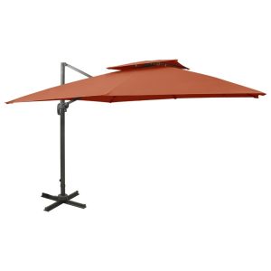 Parasol Ogrodowy Terakota Składany z Podstawą Na Taras Ogród 300×300 cm 940670 Parasol Ogrodowy Terakota Składany z Podstawą Na Taras Ogród 300×300 cm 940670