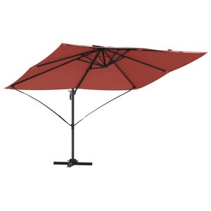 Parasol Ogrodowy Terakota Składany z Podstawą Na Taras Ogród 351 x 250 940631 Parasol Ogrodowy Terakota Składany z Podstawą Na Taras Ogród 351 x 250 940631