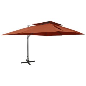 Parasol Ogrodowy Terakota Składany z Podstawą Na Taras Ogród 400×300 cm 940686 Parasol Ogrodowy Terakota Składany z Podstawą Na Taras Ogród 400×300 cm 940686