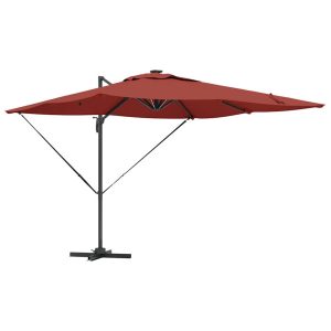 Parasol Ogrodowy Terakota Składany z Podstawą Na Taras Ogród LED 286 x 284 939011 Parasol Ogrodowy Terakota Składany z Podstawą Na Taras Ogród LED 286 x 284 939011