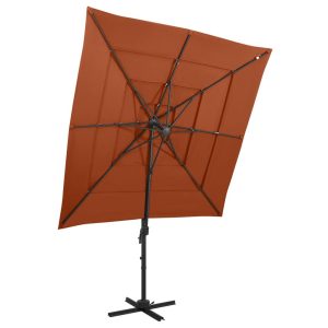 Parasol Ogrodowy Terakota z Podstawą Składany Na Taras Balkon Ogród 250×250 941514 Parasol Ogrodowy Terakota z Podstawą Składany Na Taras Balkon Ogród 250×250 941514