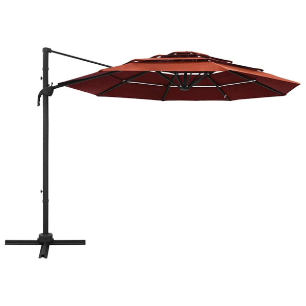 Parasol Ogrodowy Terakota z Podstawą Składany Na Taras Balkon Ogród 3x3 m 940692