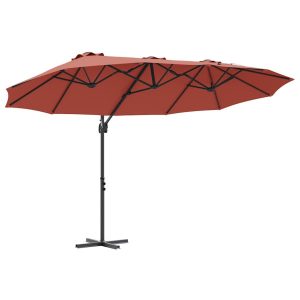 Parasol Ogrodowy Terakota z Podstawą Składany Na Taras Balkon Ogród 943540 Parasol Ogrodowy Terakota z Podstawą Składany Na Taras Balkon Ogród 943540
