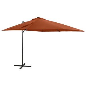 Parasol Ogrodowy Terakota z Podstawą Składany z Oświetleniem 250 cm 940669 Parasol Ogrodowy Terakota z Podstawą Składany z Oświetleniem 250 cm 940669