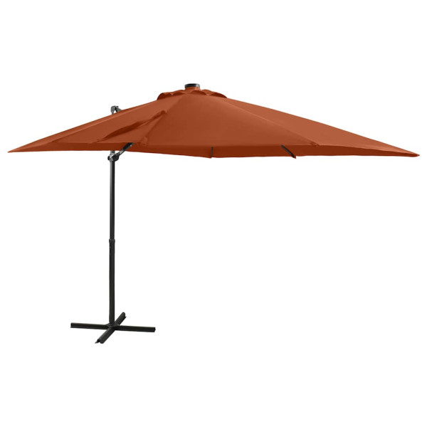 Parasol Ogrodowy Terakota z Podstawą Składany z Oświetleniem 250 cm 940669