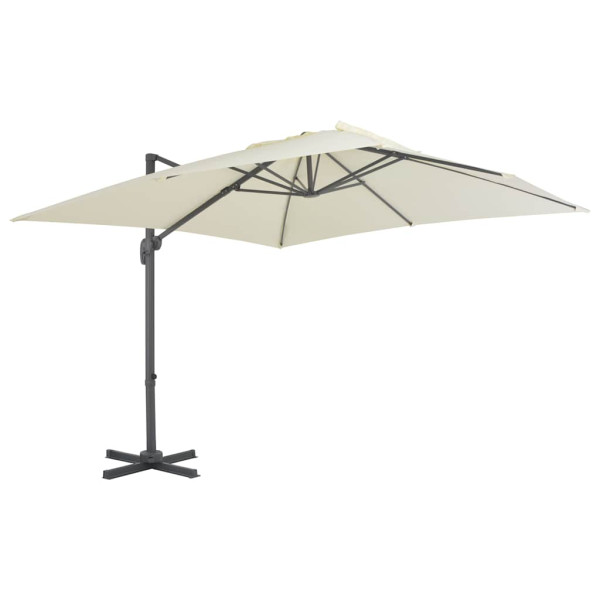 Parasol Ogrodowy wiszący z aluminiowym słupkiem 300x300 cm piaskowy 943538