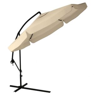 Parasol Ogrodowy Z Oświetleniem Solar Led, Wysięgnik I Falbanka, Kremowy 815993 Parasol Ogrodowy Z Oświetleniem Solar Led, Wysięgnik I Falbanka, Kremowy 815993