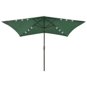 Parasol Ogrodowy Zielony Na Słupku Składany z Oświetleniem LED 2×3 m 938883 Parasol Ogrodowy Zielony Na Słupku Składany z Oświetleniem LED 2×3 m 938883