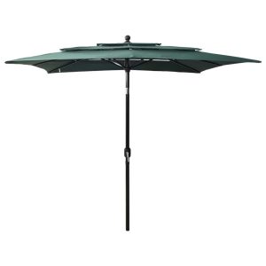 Parasol Ogrodowy Zielony Składany Na Słupku Na Taras Ogród Balkon 2,5×2,5 m 945819