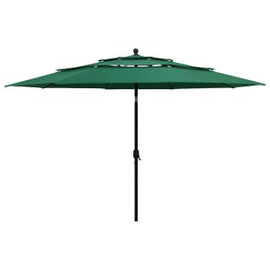 Parasol Ogrodowy Zielony Składany Na Słupku Na Taras Ogród Balkon 945779