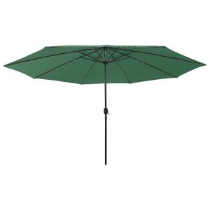Parasol Ogrodowy Zielony Składany Na Słupku z Oświetleniem 400 cm 943576 Parasol Ogrodowy Zielony Składany Na Słupku z Oświetleniem 400 cm 943576