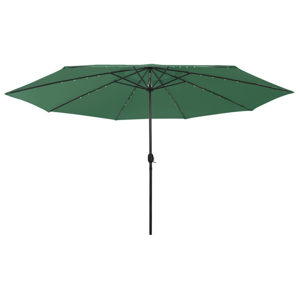 Parasol Ogrodowy Zielony Składany Na Słupku z Oświetleniem 400 cm 943576