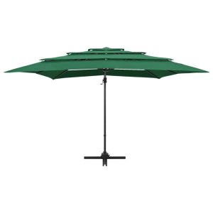 Parasol Ogrodowy Zielony Składany z Podstawą Na Taras Ogród 250×250 cm 941510 Parasol Ogrodowy Zielony Składany z Podstawą Na Taras Ogród 250×250 cm 941510