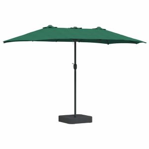 Parasol Ogrodowy Zielony Składany z Podstawą Na Taras Ogród 385 x 209 x 244 940590 Parasol Ogrodowy Zielony Składany z Podstawą Na Taras Ogród 385 x 209 x 244 940590