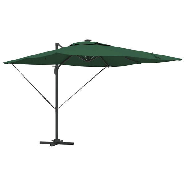 Parasol Ogrodowy Zielony Składany z Podstawą Na Taras Ogród LED 286 x 284 938991