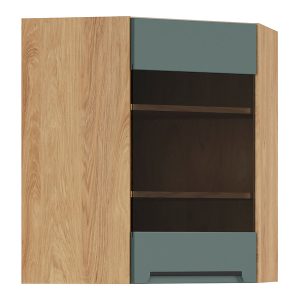 Szafka kuchenna górna Iris 60 cm narożna z witryną lewa zieleń boho 314524
