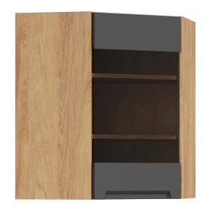 Szafka kuchenna górna Iris 60 cm narożna z witryną prawa grafitowa 454661