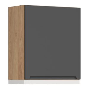 Szafka kuchenna górna Iris 60 cm prawa z białym okapem grafit mat 825265