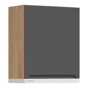 Szafka kuchenna górna Iris 60 cm prawa z białym okapem grafit mat 825258