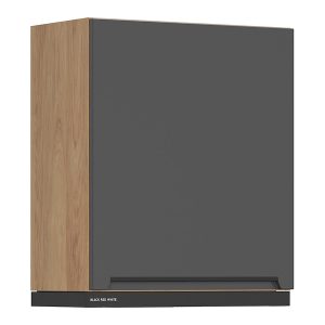 Szafka kuchenna górna Iris 60 cm prawa z czarnym okapem grafit mat 825266