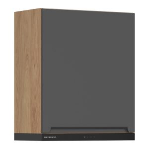 Szafka kuchenna górna Iris 60 cm prawa z czarnym okapem grafit mat 825259
