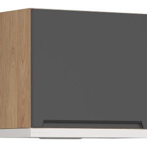 Szafka kuchenna górna Iris 60 cm z białym okapem grafit mat 817974