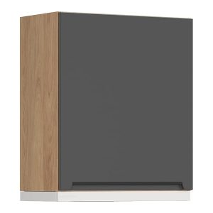 Szafka kuchenna górna Iris 60 cm z białym okapem lewa grafit mat 823207 Szafka kuchenna górna Iris 60 cm z białym okapem lewa grafit mat 823207