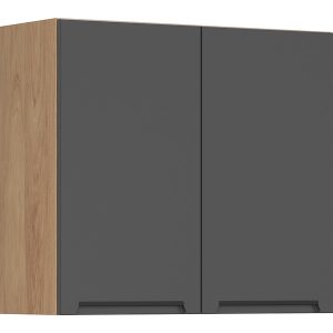 Szafka kuchenna górna Iris 80 cm z ociekarką dwudrzwiowa grafitowa 454656