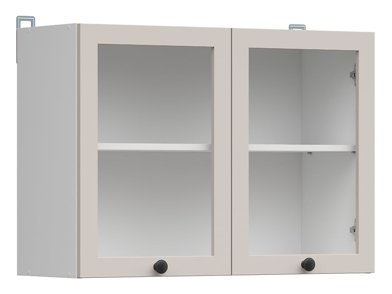 Szafka kuchenna górna Junona Line 80 cm dwudrzwiowa z witryną biały/uni kaszmir 866384