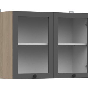 Szafka kuchenna górna Junona Line 80 cm dwudrzwiowa z witryną dąb bernstein/grafit 309803 Szafka kuchenna górna Junona Line 80 cm dwudrzwiowa z witryną dąb bernstein/grafit 309803