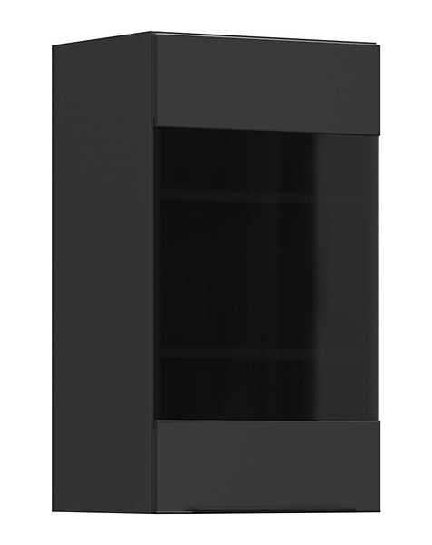 Szafka kuchenna górna Sole L6 40 cm z witryną lewa czarny mat 185547